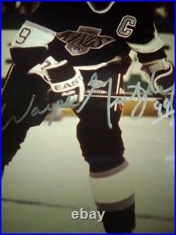 Wayne Gretzky Signed Picture with 1990 Card & Puck