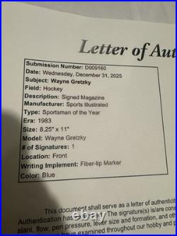 Wayne Gretzky Signed Sports Illustrated Magazine JSA LOA