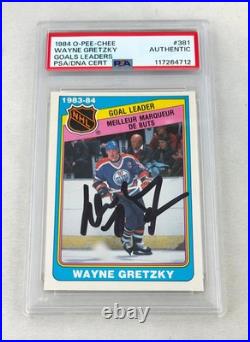 Wayne Gretzky Signed Trading Card 1984 O-Pee-Chee #381 PSA/DNA COA