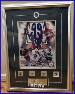 Wayne Gretzky Signed WG Auth. Framed Photo Oilers/Kings/Blues/NYR 26.5x20.5 RARE