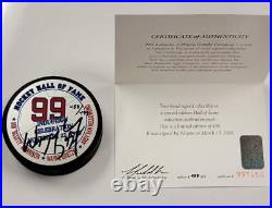 Wayne Gretzky autograph signed HOF Induction Official Puck LE /499 WGA Authentic