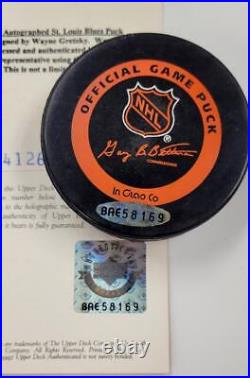 Wayne Gretzky autograph signed St. Louis Blues Hockey Puck UDA Authentic