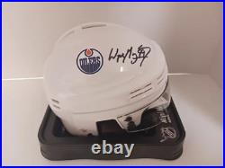 Wayne Gretzky of the Edmonton Oilers signed autographed mini hockey helmet PAAS