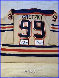 Wayne & Walter Gretzky Signed Oilers Vintage Jersey with Authenticity-Very Rare