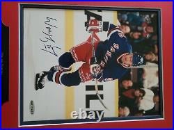 Wayne gretzky framed autographed picture with 4 graded cards