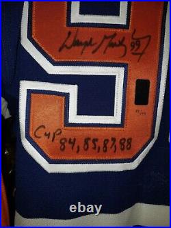 Wga Wayne Gretzky Autographed 4 Cups (84, 85, 87, 88) Blue Away Jersey #'d 82/99